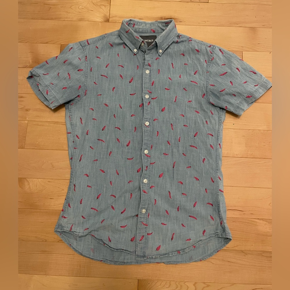Bonobos Short Sleeve Chambray Shirt - Chili Pepper Print